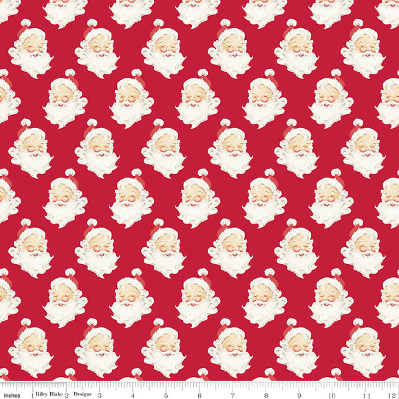Merry Little Christmas Santa Heads C14842-RED   by My Mind's Eye- Riley Blake Designs- 1/2 Yard