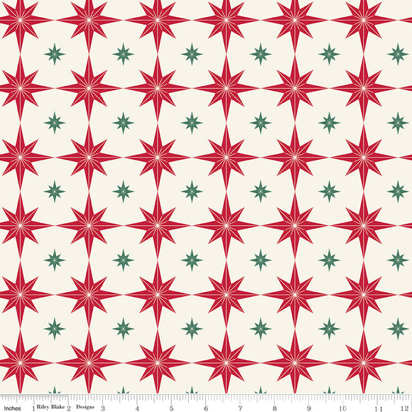 Merry Little Christmas Starbursts C14843-CREAM by My Mind's Eye- Riley Blake Designs- 1/2 Yard