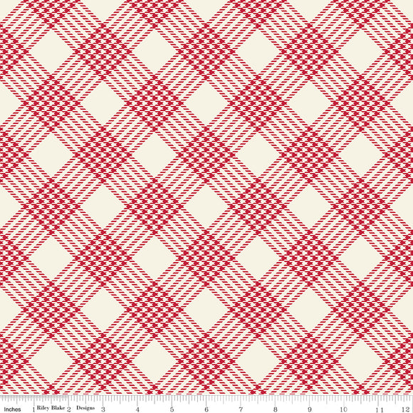 Merry Little Christmas Plaid C14844-CREAM by My Mind's Eye- Riley Blake Designs- 1/2 Yard