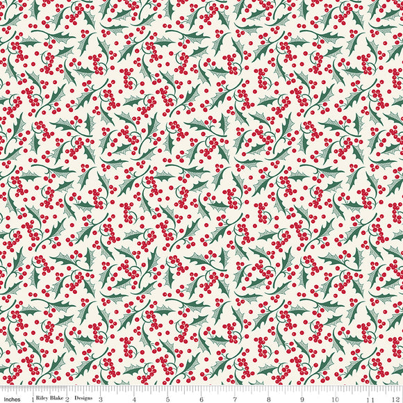 Merry Little Christmas Holly C14845-CREAM by My Mind's Eye- Riley Blake Designs- 1/2 Yard