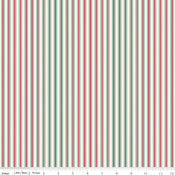 Merry Little Christmas Stripes C14847-CREAM by My Mind's Eye- Riley Blake Designs- 1/2 Yard