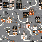 Frank and Friends Houses C17471-GRAY by My Mind's Eye- Riley Blake Designs- 1/2 Yard
