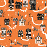 Frank and Friends Houses C17471-ORANGE by My Mind's Eye- Riley Blake Designs- 1/2 Yard