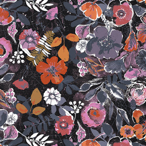 Night Bloom Black EER31000 from Eerie designed by Katarina Roccella for  Art Gallery Fabrics- 1/2 Yard