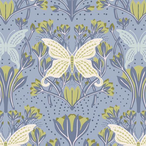 Butterfly Reflection Dusk FRE322303 from Fresh Linen designed by Katie O'Shea for  Art Gallery Fabrics-1/2 Yard
