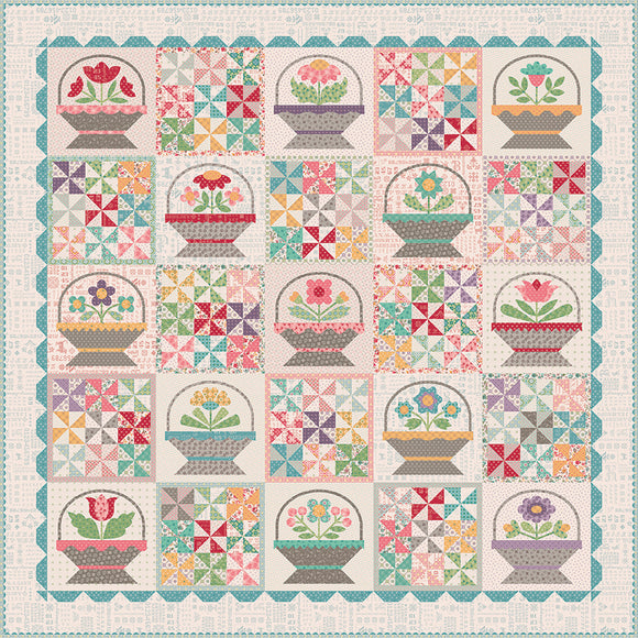 PREORDER Flower Basket Sampler Quilt Kit using Piece and Plenty fabric by Lori Holt of Bee in My Bonnet -Riley Blake Designs- 87