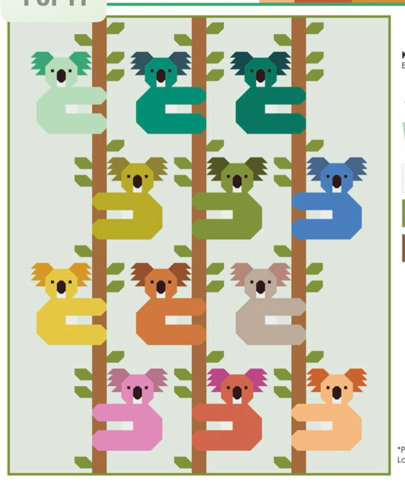 Koalas Quilt Kit by Elizabeth Hartman featuring Bella Solids - Moda