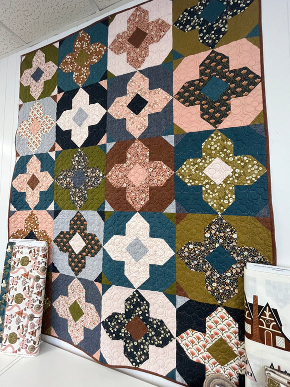 Geo Gems Quilt Kit in Quaint Cottage by Gingiber-Throw size 60x75