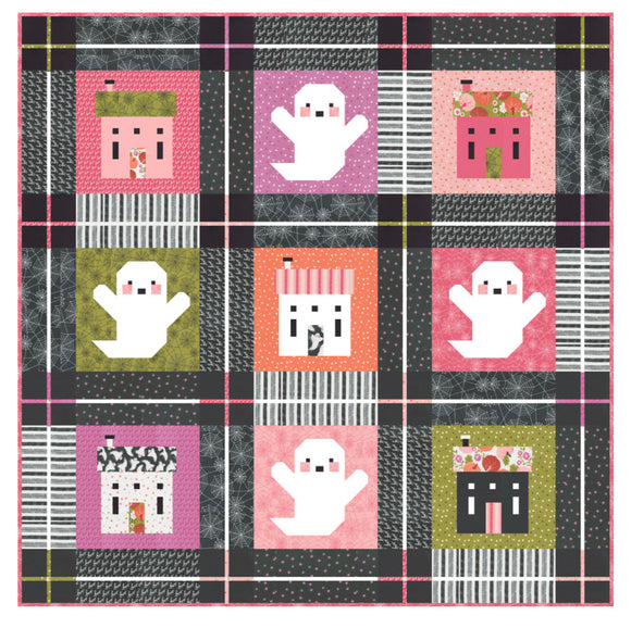 Ghost Town Quilt Kit in Hey Boo fabrics by Lella Boutique - Moda - 76 1/2