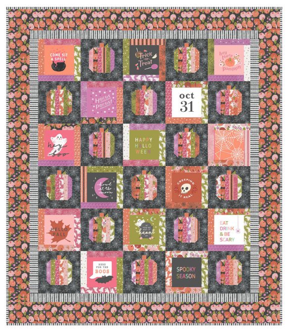 Layer Cake Pumpkins Quilt Kit in Hey Boo fabrics by Lella Boutique - Moda- 64 1/2