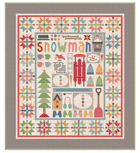 Let's Make a Snowman Quilt Kit Featuring Home Town Holiday Fabrics by Lori Holt-  75" x 85"