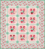 Strawberry Crush Sew Along Quilt Kit  using Berry and Sage fabric by Lori Holt of Bee in My Bonnet -Riley Blake Designs- 66" X 73"