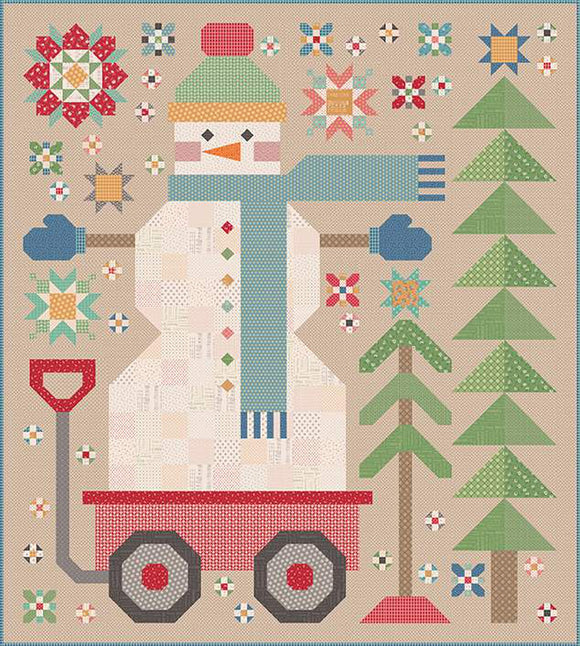 PREORDER Quilted Snowman Quilt Kit Featuring Home Town Holiday Fabrics by Lori Holt-  87.5