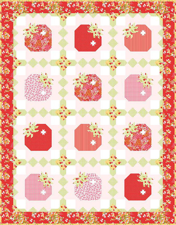 The Strawberry Basket Quilt Kit using Picnic Florals by My Mind's Eye- Riley Blake Designs-60 X 77