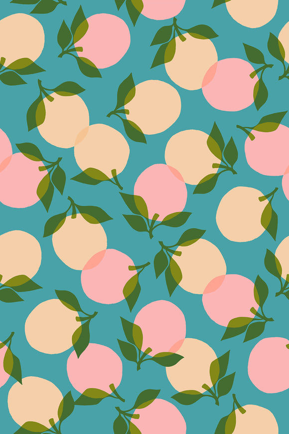 Juicy Tumbling Peach Dark Turquoise RS0088 15 by Melody Miller  -  Ruby Star Society-Moda- 1/2 Yard