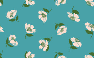 Juicy Fluttering Floral Dark Turquoise RS0089 14 by Melody Miller  -  Ruby Star Society-Moda- 1/2 Yard