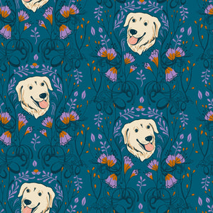 Dog Park Golden Garden Teal RS2093 12 by Sarah Watts for Ruby Star Society- Moda- 1/2 yard