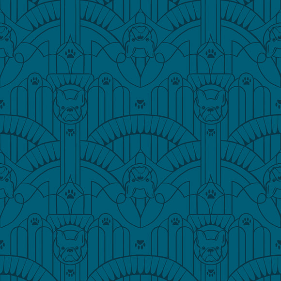 Dog Park Deco Pup Teal RS2097 15 by Sarah Watts for Ruby Star Society- Moda- 1/2 yard