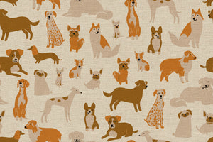 Dog Park Medley Canvas Linen Natural RS2101 12L by Sarah Watts for Ruby Star Society- Moda- 1/2 yard