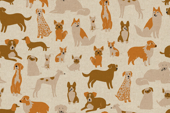 Dog Park Medley Canvas Linen Natural RS2101 12L by Sarah Watts for Ruby Star Society- Moda- 1/2 yard