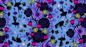 PREORDER Hello Alice Rabbit Hole Lindley Blue RS2121 14 by Sarah Watts for Ruby Star Society-Moda- 1/2 Yard