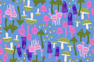 PREORDER Hello Alice Mushroom Land Lindley Blue RS2124 13 by Sarah Watts for Ruby Star Society-Moda- 1/2 Yard