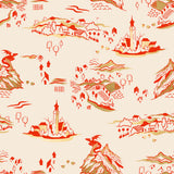 PREORDER Fireglow Fantasy Village Metallic Dark Ruby RS2133 11M by Sarah Watts for Ruby Star Society-Moda- 1/2 Yard
