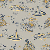 Fireglow Fantasy Village Metallic Oyster RS2133 13M by Sarah Watts for Ruby Star Society-Moda- 1/2 Yard