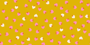 Picture Book Strawberry Toss Goldenrod RS3071 14 by Ruby Star Society - Moda - HALF YARD