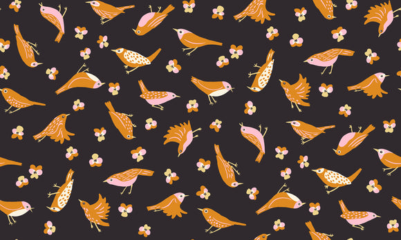 Bird Is The Word Migration Soft Black RS3076 17 by Ruby Star Society - Moda - Half Yard