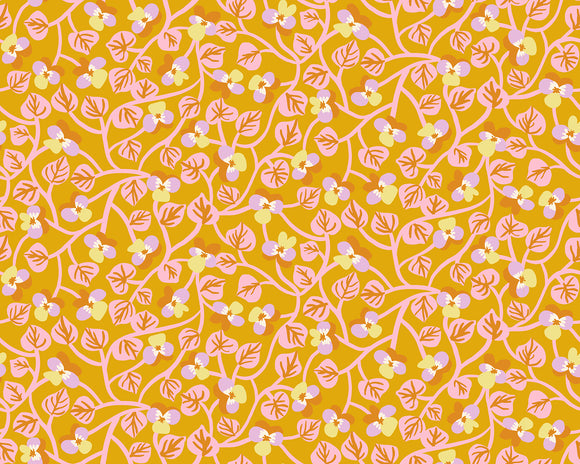 Bird Is The Word Pansy Goldenrod RS3079 13 by Ruby Star Society - Moda - Half Yard