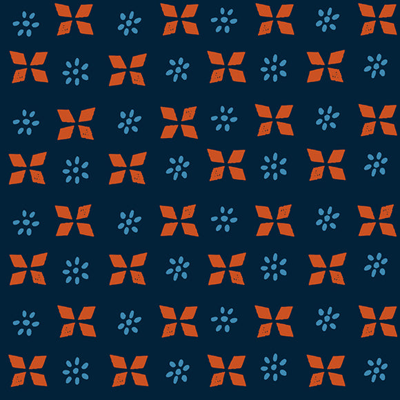 Sugar Maple Block Print Navy RS4092 19 By Alexie Abegg for Moda- 1/2 yard