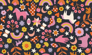 Meadow Star Menagerie Soft Black RS4097 15 by Alexia Abegg -  Ruby Star Society-Moda- 1/2 Yard