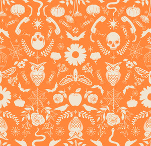 Good Spirits Creepy Damask Pumpkin RS5138 14 Ruby Star- Moda- 1/2 yard