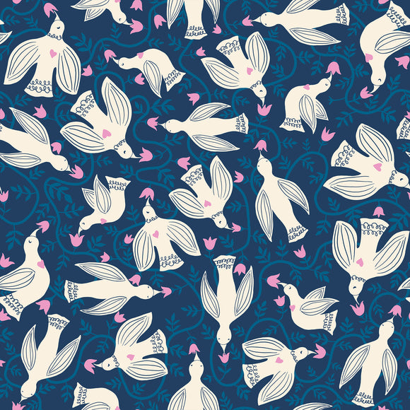 Endpaper Hummingbirds Bluebell RS6040 15 by Jen Hewett  -  Ruby Star Society-Moda- 1/2 Yard