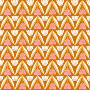 Endpaper Tulips  Saddle RS6043 14 by Jen Hewett  -  Ruby Star Society-Moda- 1/2 Yard