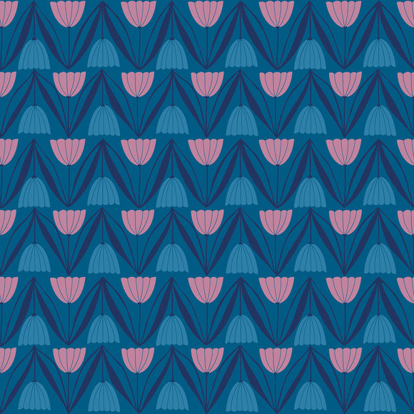 Endpaper Tulips Blue Raspberry RS6043 16 by Jen Hewett  -  Ruby Star Society-Moda- 1/2 Yard