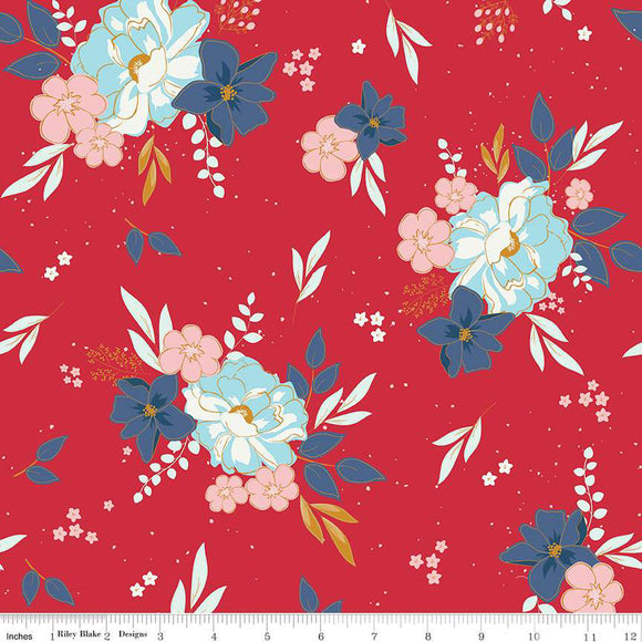 Sweet Freedom Main Red Sparkle SC14410-RED by Beverly McCullough for Riley Blake Designs -1/2 yard