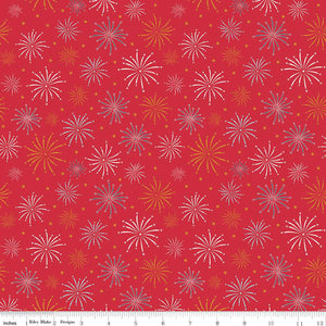 Sweet Freedom Fireworks Red Sparkle SC14412-RED by Beverly McCullough for Riley Blake Designs -1/2 yard