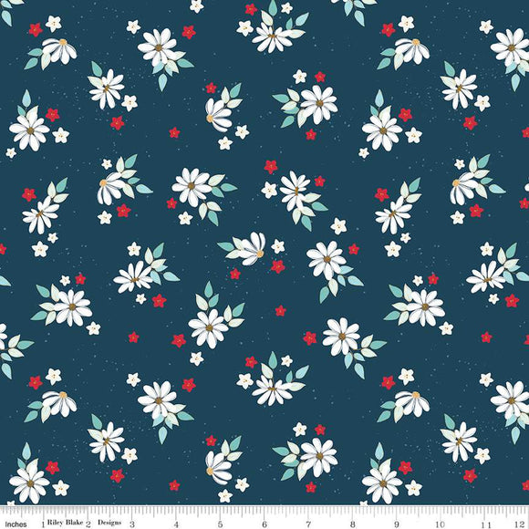 Sweet Freedom Summer Flowers Oxford Sparkle SC14413-OXFORD by Beverly McCullough for Riley Blake Designs -1/2 yard
