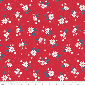 Sweet Freedom Summer Flowers Red Sparkle SC14413-RED by Beverly McCullough for Riley Blake Designs -1/2 yard