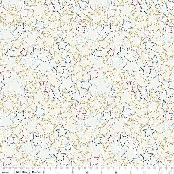 Sweet Freedom Stars Multi Sparkle SC14414-MULTI by Beverly McCullough for Riley Blake Designs -1/2 yard