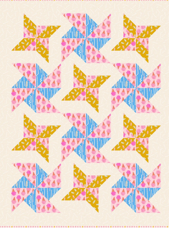 Lovely Pinwheels Quilt Kit by Seams Sew Me using Sugar Cone Ruby Star Society - 66