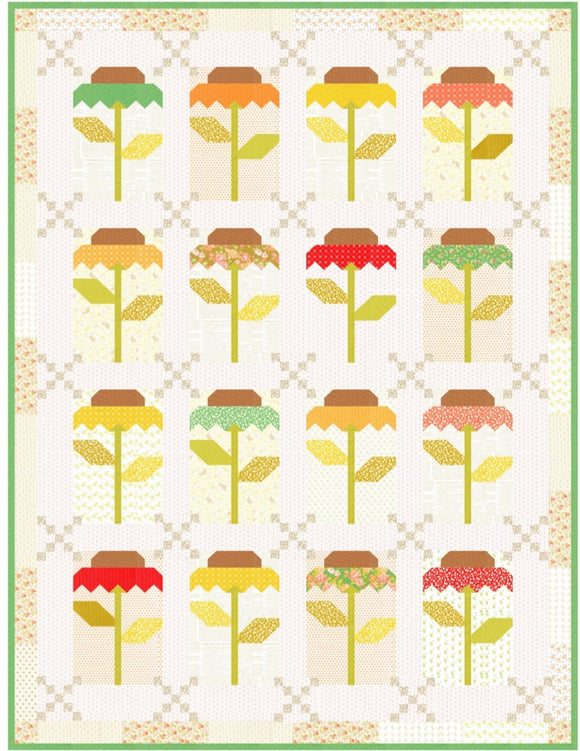 PREORDER Black Eyed Susan Quilt Kit Scrappy Version using the Portofino Collection Fig Tree- Moda-62