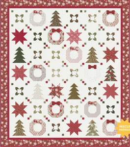 PREORDER Holiday Connections Quilt Kit using Berry and Pine by Lella Boutique- Moda- 63 X 72"