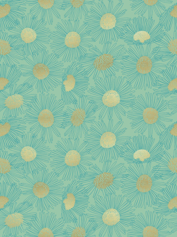 Reverie Daisy Sketch Metallic Moss RS0055 16M by Melody Miller for Ruby Star Society- Moda- 1/2 Yard
