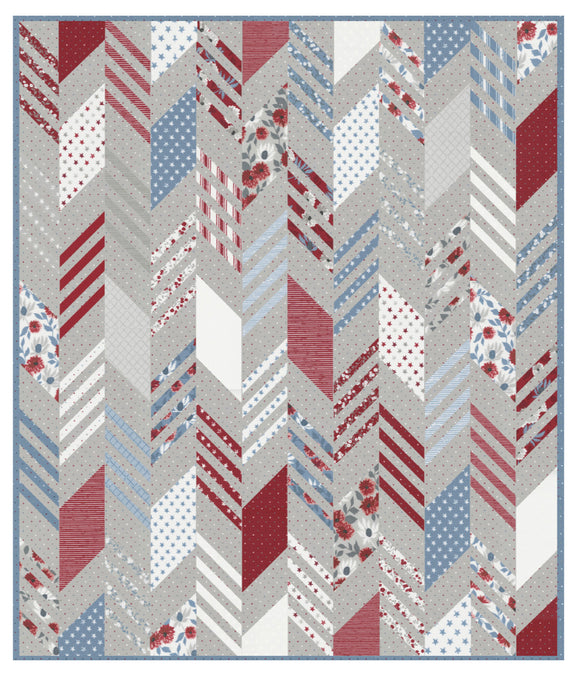Modern Herringbone Quilt Kit featuring Old Glory by Lella Boutique-63x76