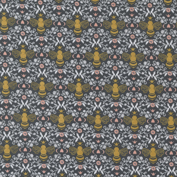 Midnight in the Garden Queen Bee Charcoal 43124 13 by Sweetfire Road - Moda- 1 Yard