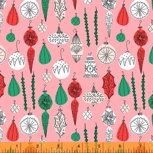 CHRISTMAS CHARMS Baubles Pink 53090-4 by Dylan Mierzwinski- 1 Yard