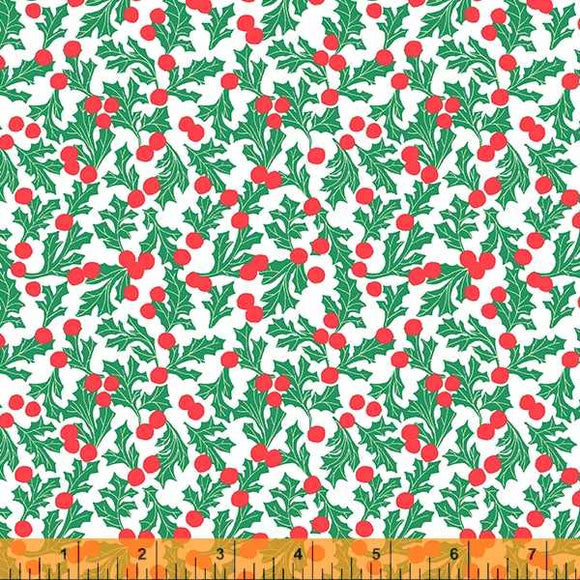 CHRISTMAS CHARMS Holly Dot White 53091-3 by Dylan Mierzwinski- 1 Yard